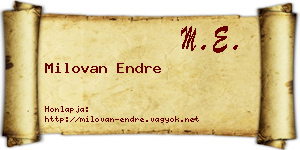 Milovan Endre névjegykártya
